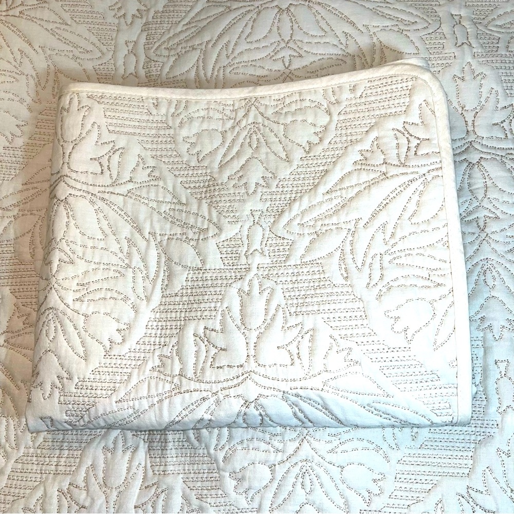 2- Quilted King pillow shams Cream & tan The Pure Collection by Indigo -Pakistan